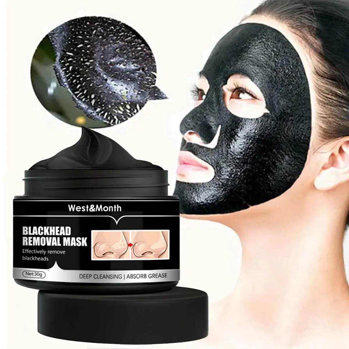 West&Month Blackhead Remover Peel-Off Mask - Instant Pore Purifying Treatment for Face Care, Deep Clean & Remove Blackheads, 30g