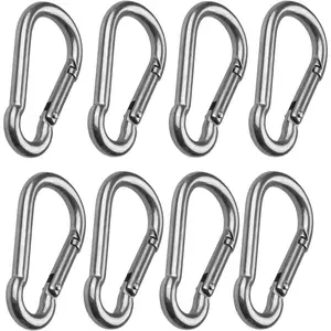 8 Pack 3 Inch Spring Snap Hook Stainless Steel 304 Carabiner Clips Heavy Duty Quick Link Hook for Outdoor Camping Hiking Hammock Swing (M8 x 80mm)