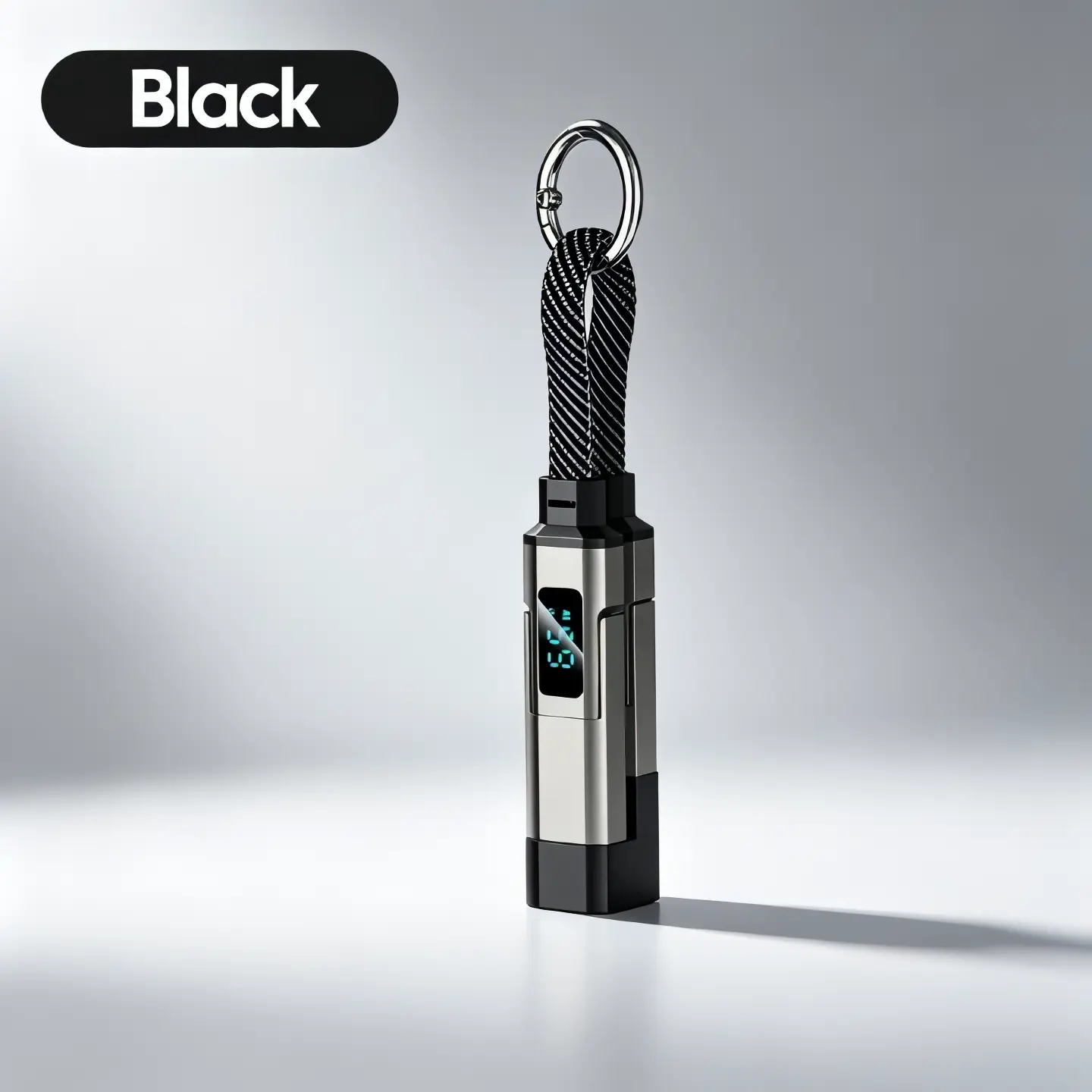 65W 4-in-1 Retractable Portable Keychain Charging Cable with Digital Display, Short Fast Charging & Data Sync Multi-USB Cord, LED Plug, Compatible with Smartphone, iPhone, iPad, Samsung, MacBook Laptops