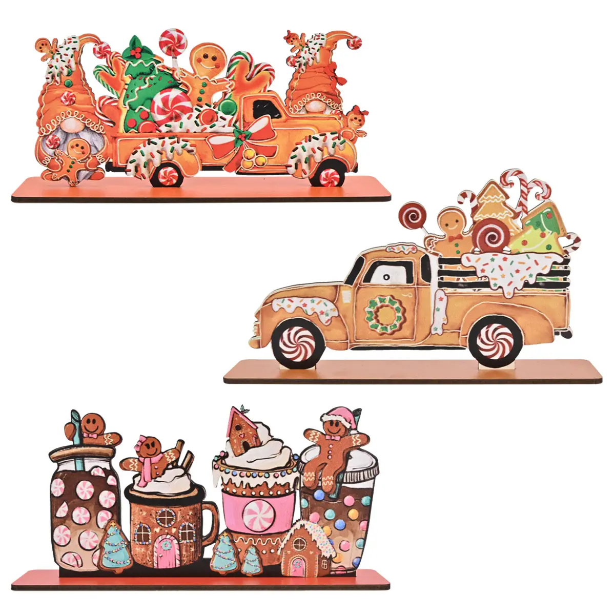 Gingerbread Man Wooden Christmas Decor, Festive Holiday Decoration for Home & Office, Unique Christmas Gift Idea for Friends & Family