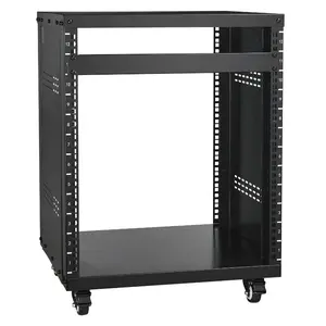 12U Metal Frame AV Rack Stand - 12u Model, 300 lbs Capacity, 19-Inch Network Recording Studio Rack with Lock Casters, Round Holes, Special Ventilation for Audio Video Musical IT Equipment Mounting