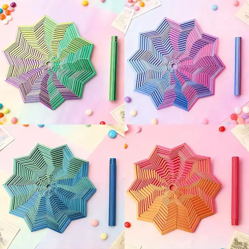 Tiny Muse 3D Printed Spiral Fidget Tower Toy – Rainbow Visual Stress Relief Sensory Toy with Handle