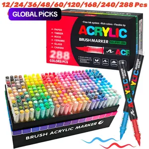 Guangna Automatic Ink Control Acrylic Paint Markers, Art Marker Set, Brush Tip Acrylic Paint Pens Set for Wood, Rock, Canvas, Metal and Ceramic, DIY Crafts and Art Supplies Gift Set, Acrylic Art Kit, DIY Painting Supplies #GLOBAL PICKS