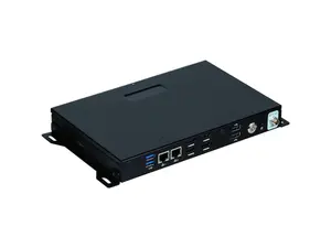 GIGAIPC QBiX-Lite-AMDA1605H-A1 Black Embedded Industry Systems W/ AMD Ryzen V1605B Embedded Processor, 4 HDMI 2.0, 2  LAN PORTS