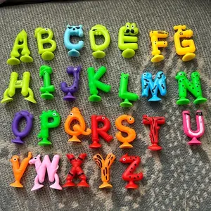 26 Piece Multicolor Rubber Letters with Suction Cups, Educational Spelling Learning Game, Preschool Alphabet Tool, Perfect Halloween Christmas Birthday Party Gift