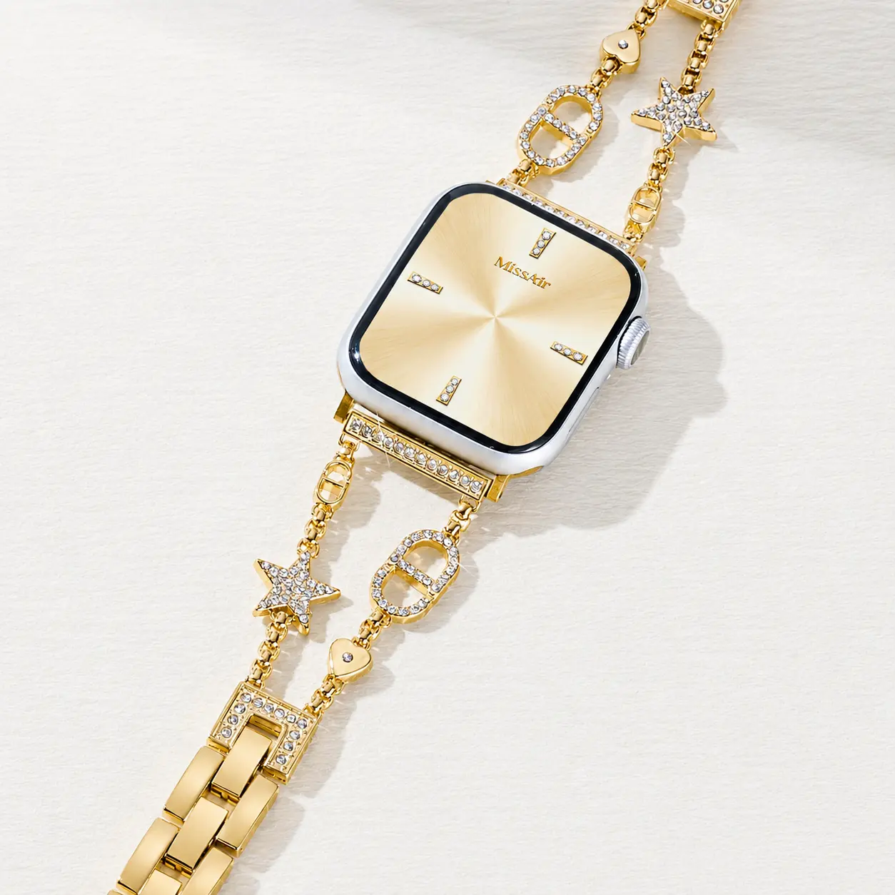 MISSAIR Sparkly Star Metal Chain Bracelet Band Compatible with Apple Watch Series 11-1, SE,  Ultra (38mm-49mm) – Rhinestone Jewelry Strap for Women,back to school,back to school haul