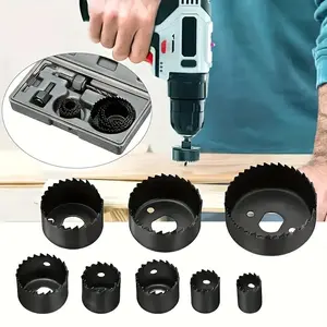 Model 6-Piece Drill Bit Set for Drywall & Wood, Steel Drills for Woodworking Hole Cutting Tools, Includes Mandrel for Plastic PVC & Drywall