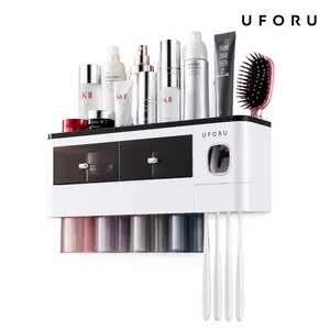 UFORU 2-4 Set Capacity Bathroom Toothbrush Holder - Wall-Mounted with Toothpaste Dispenser - Cosmetic Drawers, Large Capacity Trays & Bathroom Accessory Bottle Home Storage Organizer, Great Home Essentials, Perfect Gift Idea#SummerWins#DFYD