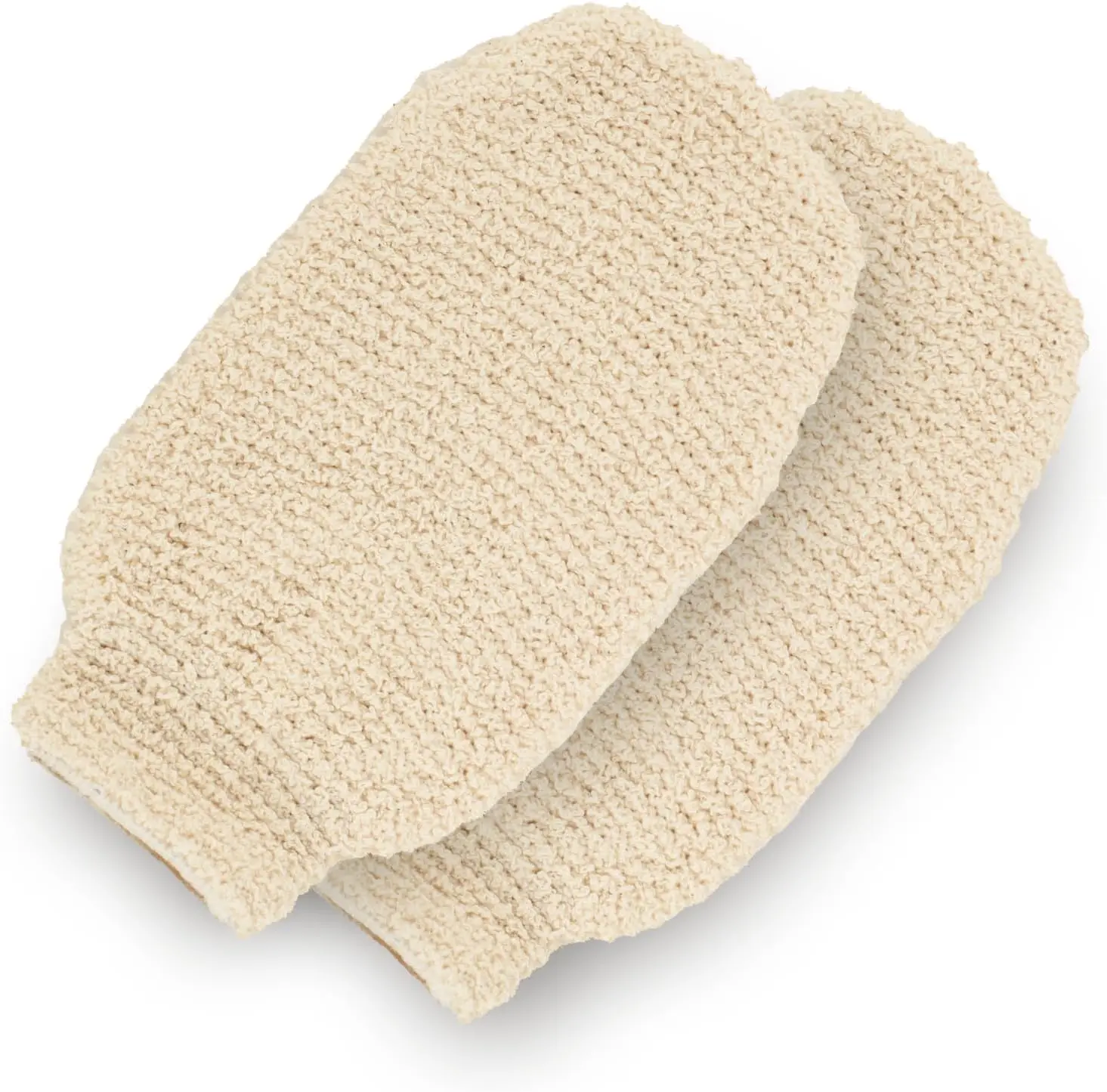 Natural Shower Mitts - Hemp Bath Gloves for Skin Exfoliation, Mitt Washcloth for Body Scrub and Cleansing - Soft Loofah for Men and Women - Set of 2 Wash Mittens
