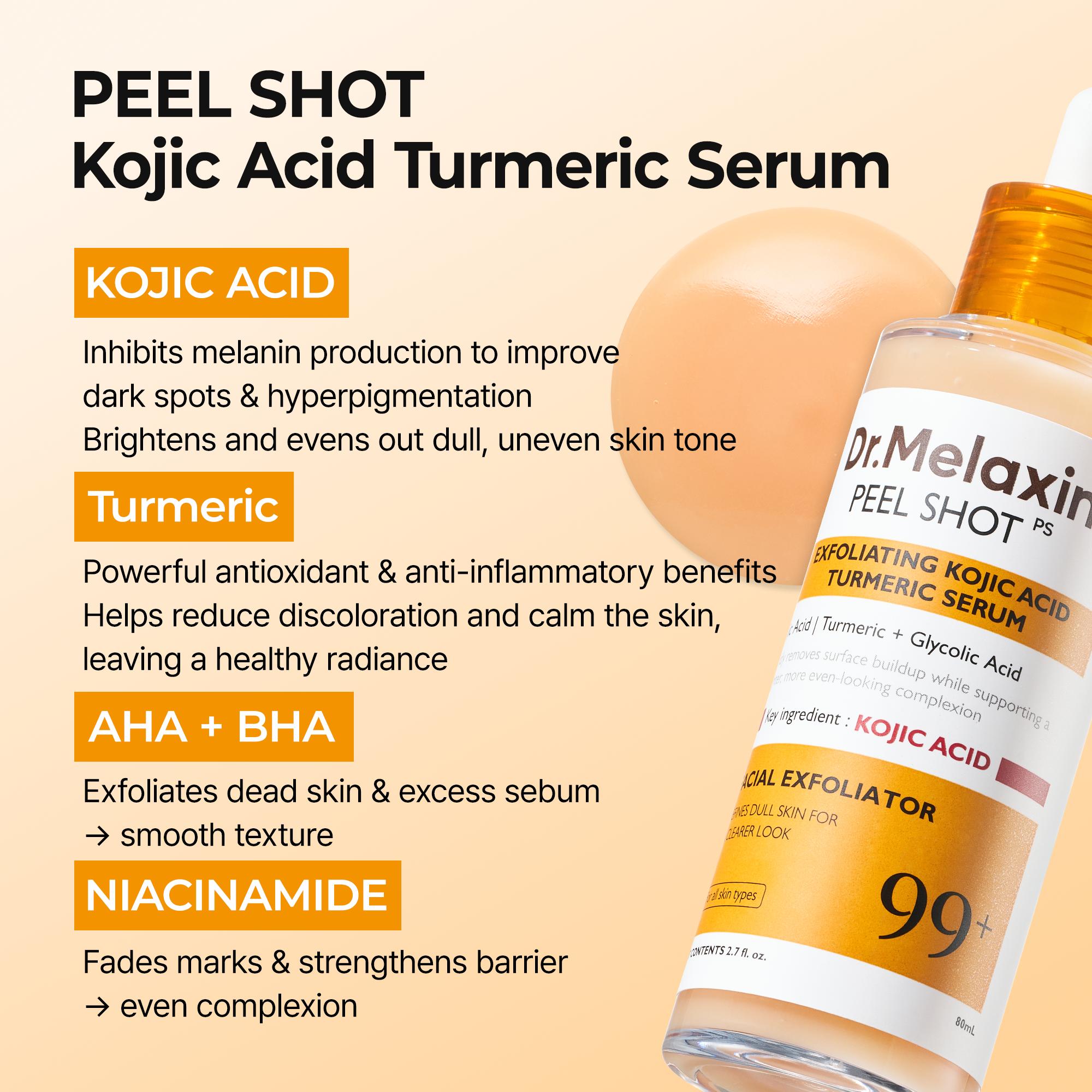 [Dr.Melaxin Official] Kojic Acid Turmeric Amber Face & Body Care Set, Dark Spot & Pigmentation Care for Uneven Skin Tone