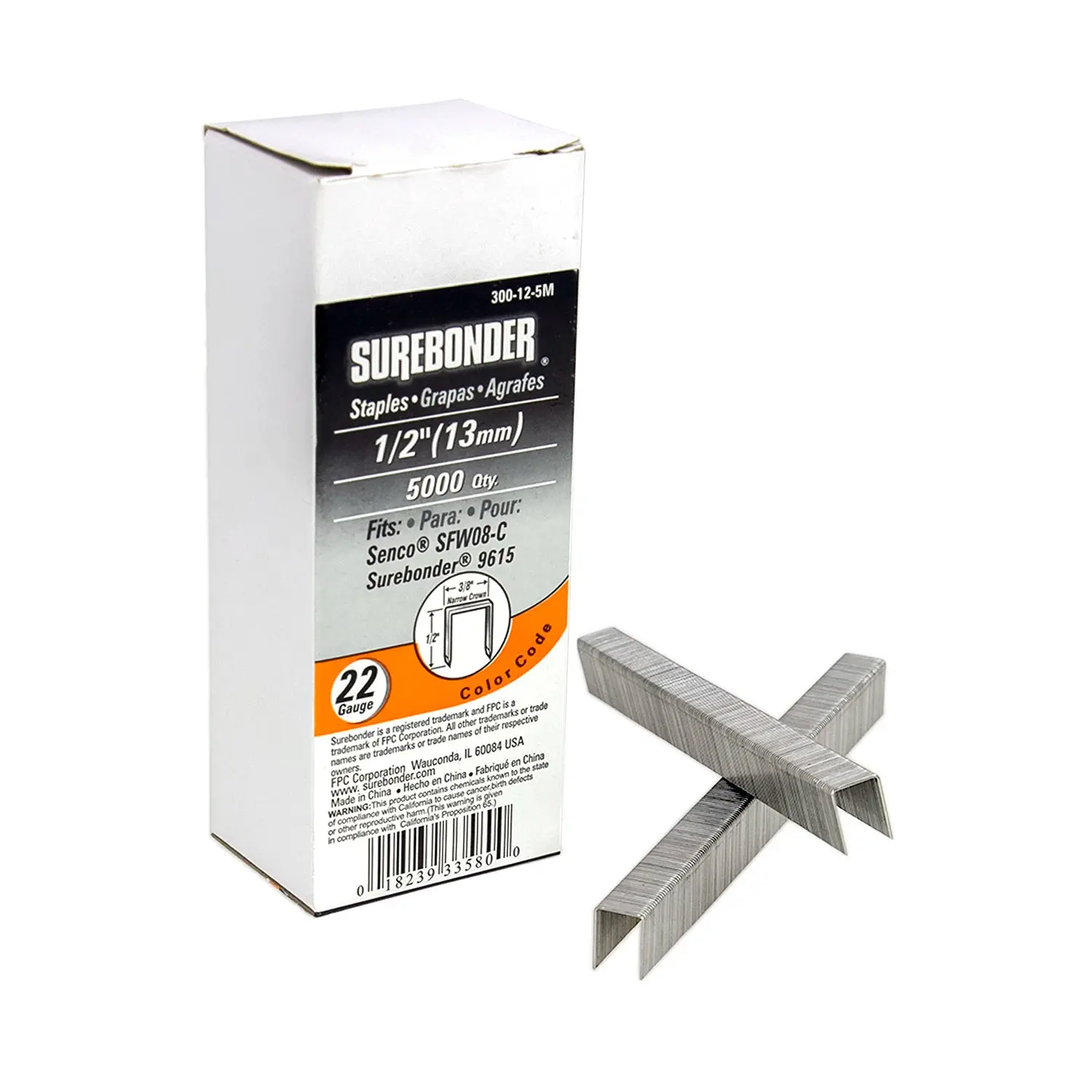 1/2" Narrow Crown 22 Gauge Upholstery Staples - 5000 Count