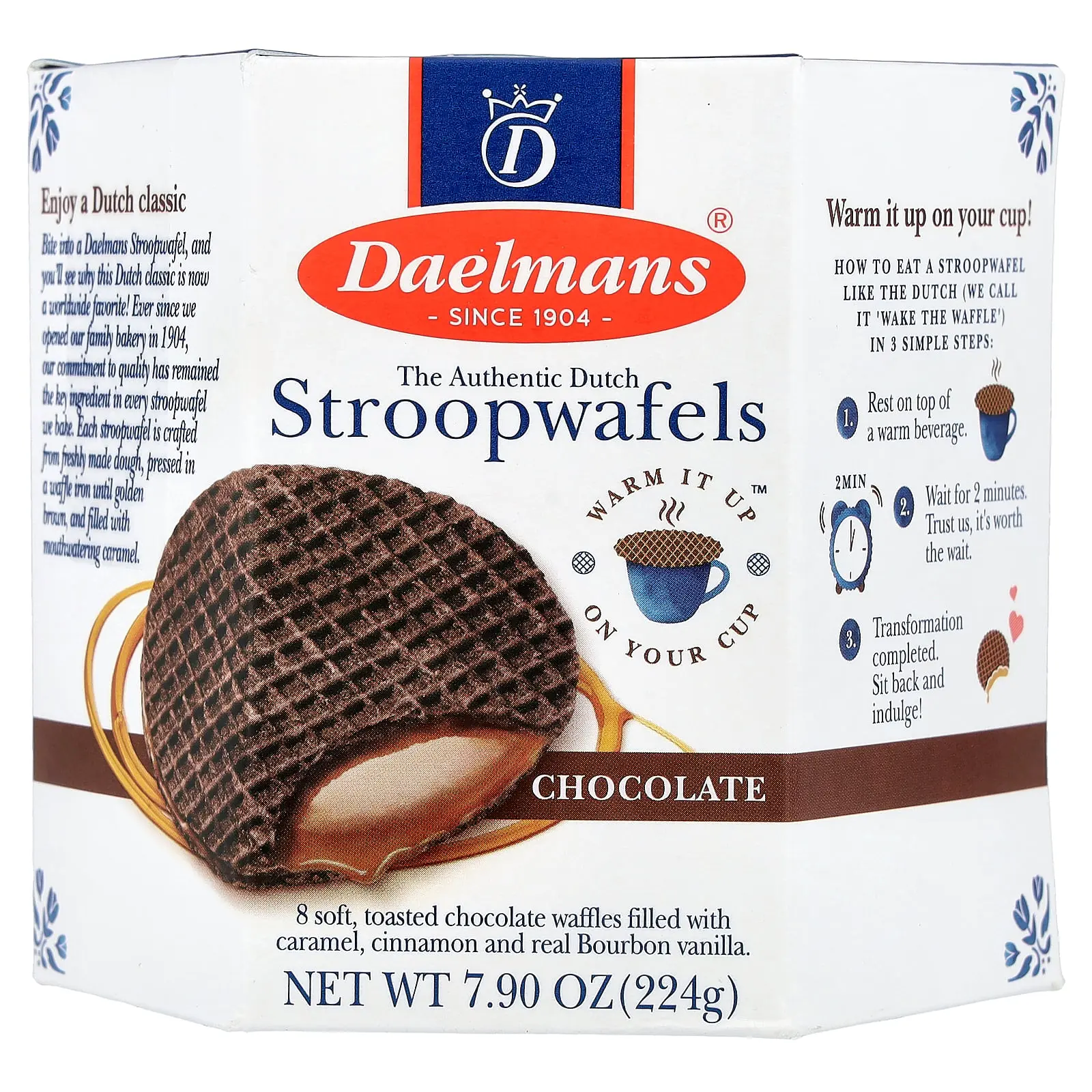 Daelmans Stroopwafels, Chocolate, 8 Waffles, 7.9 oz (224 g)