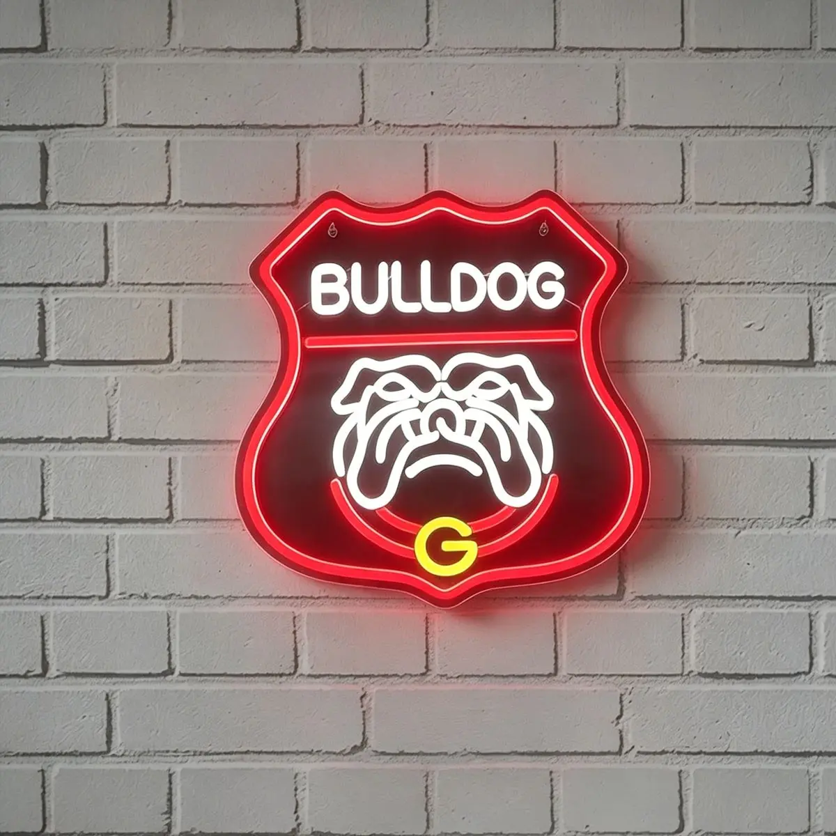 Bulldog Shield Wall LED Neon Light, USB Powered Adjustable Lighting, Led Wall Decoration, Perfect for Bars, Retro Stores, Party Atmosphere Decor, Decorative Lights