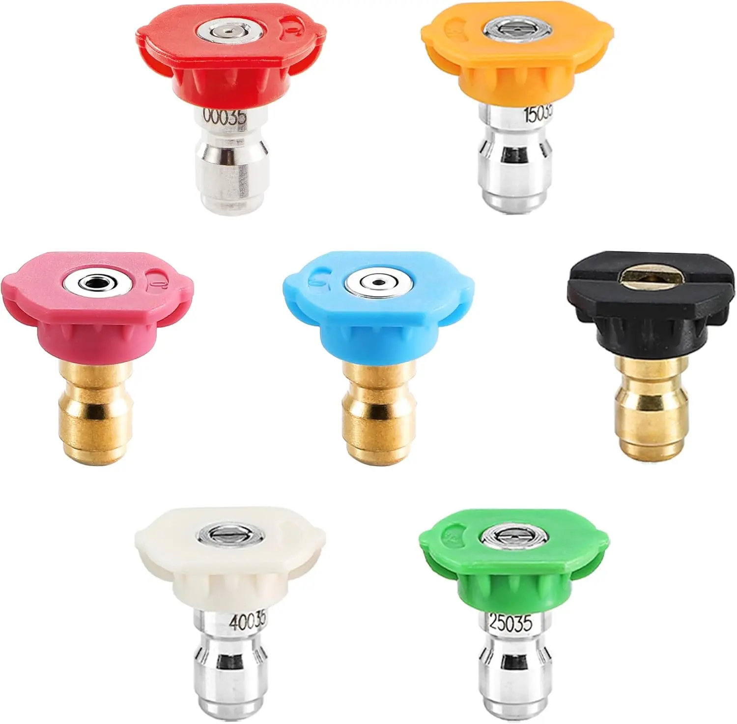 Tool Daily Stainless Steel High Flow Pressure Washer Spray Nozzle Tips Set, 7-Piece 1/4-Inch Quick Connect Power Washer Nozzles with Multiple Degrees, 3.5 GPM for Outdoor Car & Home Cleaning, High Flow Nozzle