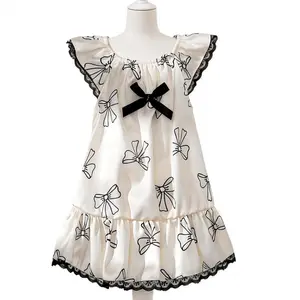 Pet Clothes Dress Dog Cat Rabbit Pretty Dress Summer Bow Flying Sleeve Yorkshire Terrier Maltese Teddy Bichon Bear Pomeranian Bulldog For Daily Use A107