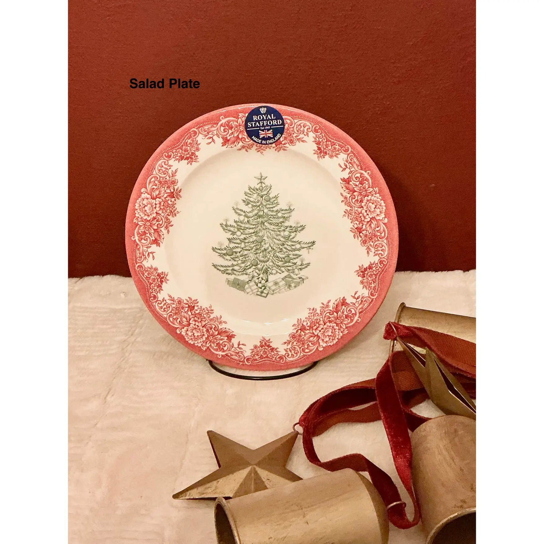 Royal Stafford Christmas Tree Red and Green Salad plate 8”