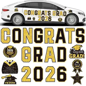 20Pcs 2026 Graduation Car Magnets Congrats Grad Magnetic Bumper Stickers Refrigerator Decals Senior Car Decorations for Car Refrigerator Garage Door