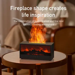 USB Humidifier - Aromatherapy Diffuser with Colorful Flame Effect, Realistic Fireplace Glow, Ultra-Quiet Mist, Atmosphere Light, Home Decor Gift (USB-Powered Universal Electronic Accessory)