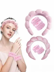Hairband Set for Makeup and Skincare, Specialized Headband + Wrist Strap, Three-Piece Bundle for Face Washing, Face Washing Headband and Wristbands, Trendy Design, Fashion Hair Accessories, Chic Headbands