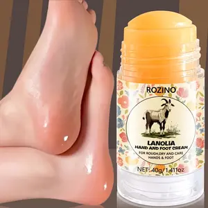 ROZINO Rotating Hand Foot Care Stick 40g Lanolin Shea Butter Formula Vitamin E Tea Tree Oil Essence Aloe Vera Chamomile Moisturizing Hands Free Hygienic Design Improves Rough Dry Skin Refreshing Easy Absorption