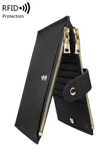 Women's Elegant Long Wallet, Casual Versatile Zipper Rfid Blocking Bifold Wallet, Multi Card Slot Wallet for Daily Use, Zipper Wallet Design