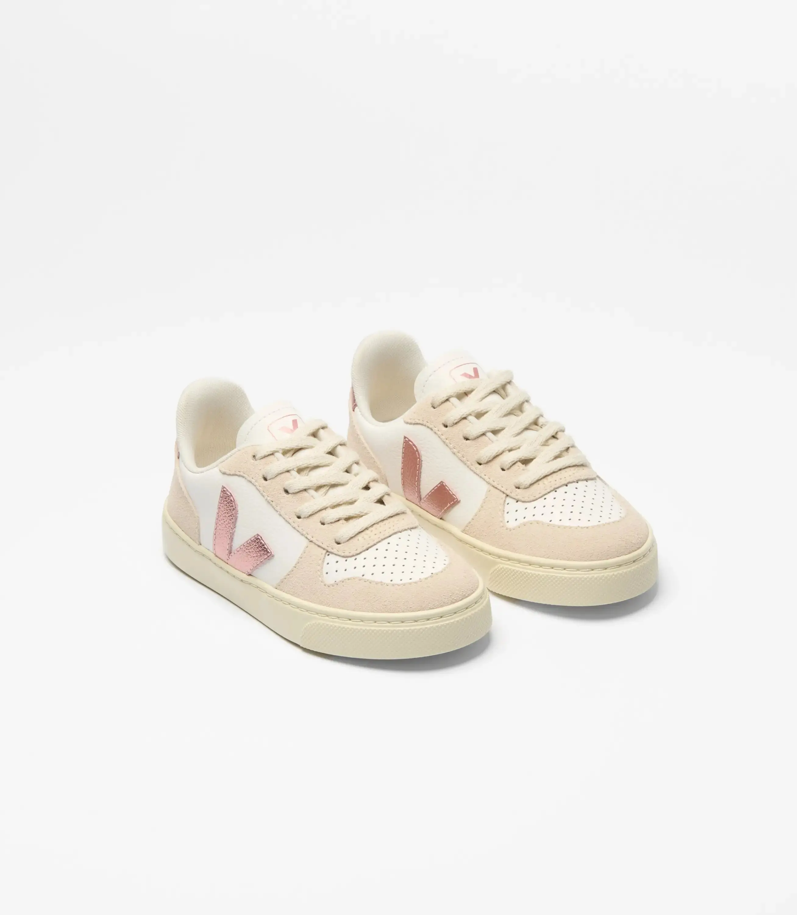 Veja White Nacre Pink Mettalic Lace Sneaker