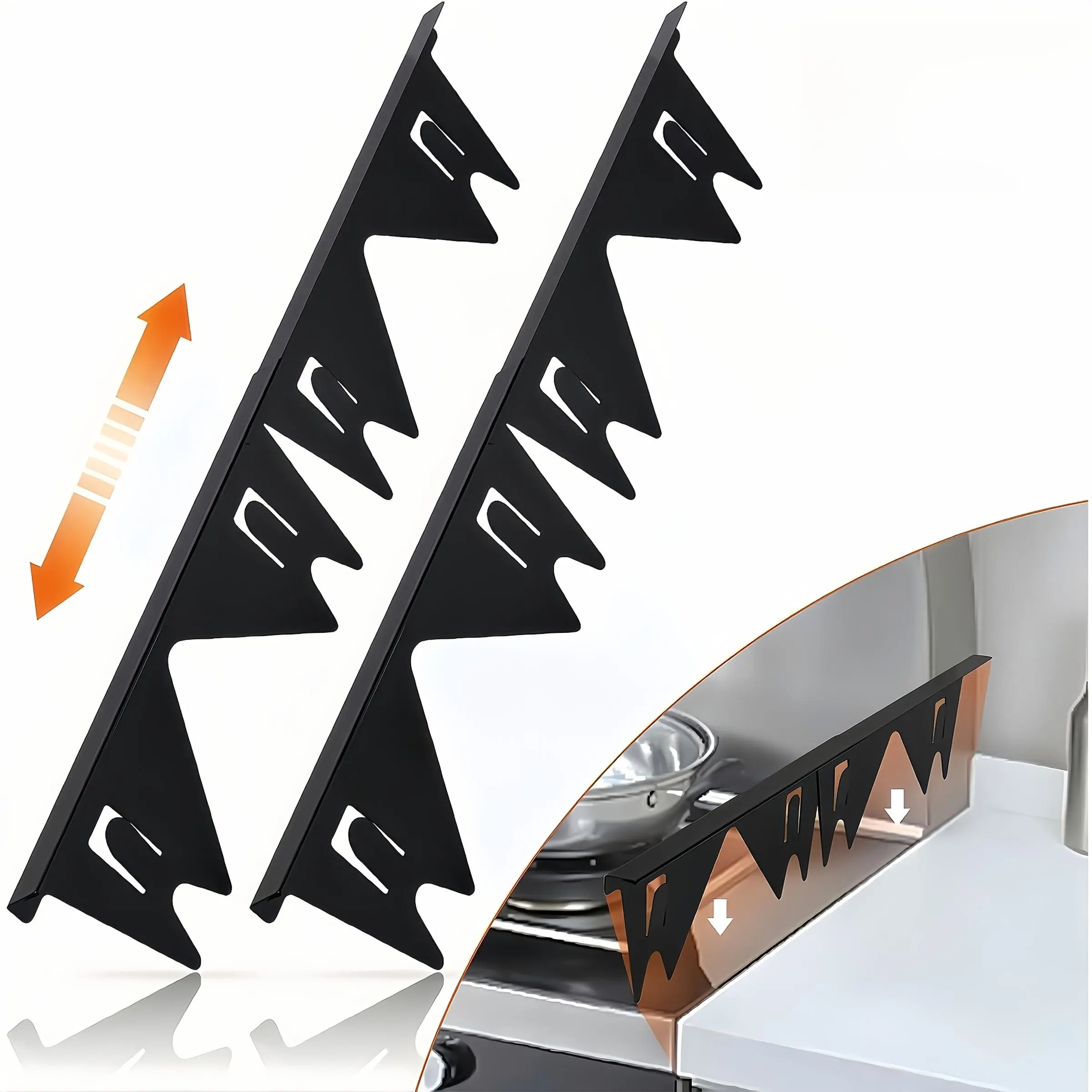 Stainless steel universal metal telescopic stove gap cover kitchen counter gap strip, stove gap filler adjustable length 13.8-27.5 inches width 0.79 inches heat-resistant decorative gasket
