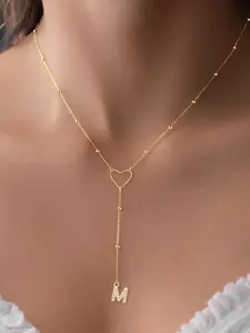 Women's Elegant Stainless Steel Beaded Chain Necklace, Micro-Zircon Initial Heart Cutout Design, All-Season Jewelry Accessory, Initial Letter Necklace, Dainty Initial Necklaces, Exquisite Jewelry Gift