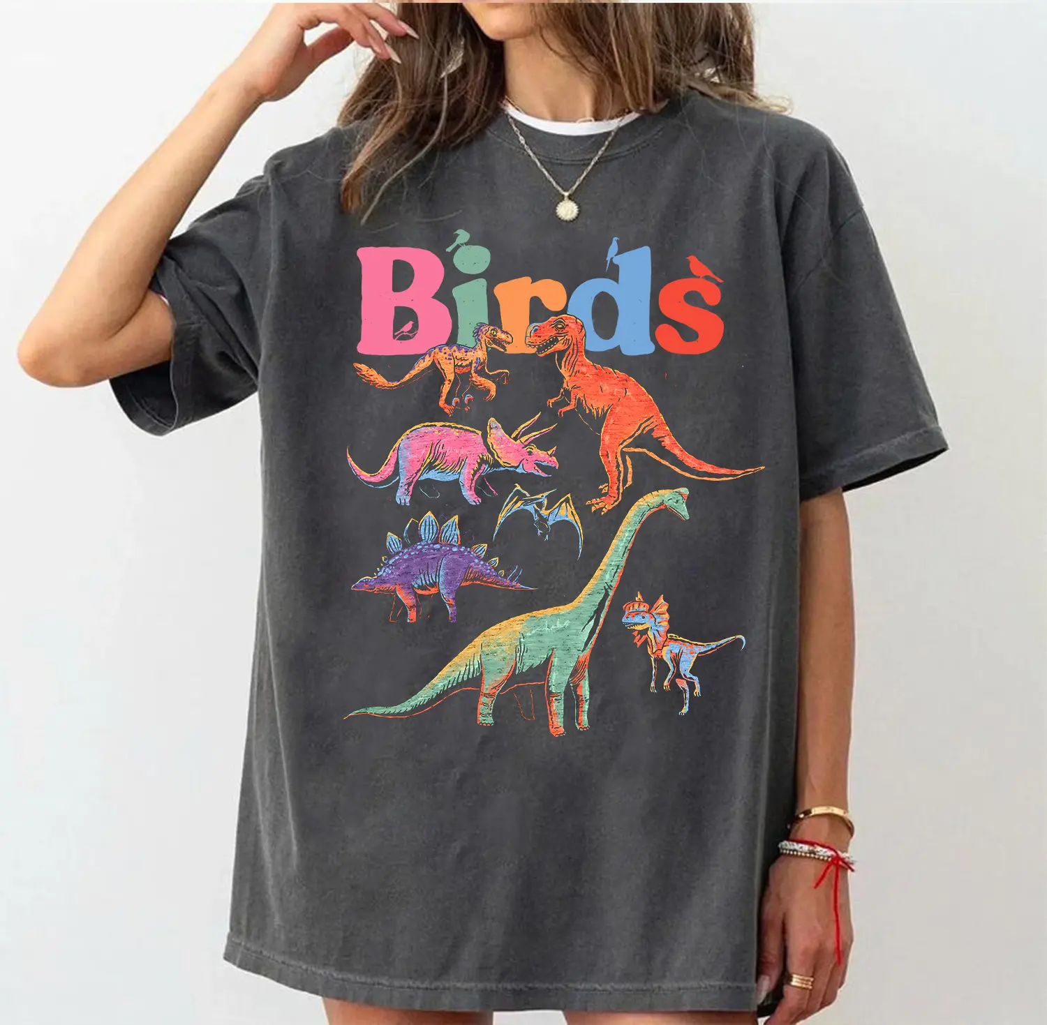 Birds Dinosaur Unisex T-shirt, Funny Meme T-rex Shirt, Vintage Y2k 90s Graphic Shirt, Gift For Her Him Tops Menswear Cotton Streetwear Crewneck