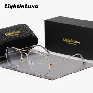 LightInLuxe Unisex Fashion Literary High-end and elegant Full Frame Frog Eye Clear Glasses Casual Outdoor Anti-Blue Light Clear Glasses