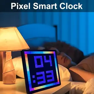 LED Pixel Screen Digital Picture Frame - 32x32 LED Display, APP Control, Wall/Desk Mount for Gaming Room & Bedside Table - Black