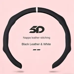 5D Nappa Leather Steering Wheel Cover | Perforated Breathable Grip, Universal for Most Cars Sedans SUVs