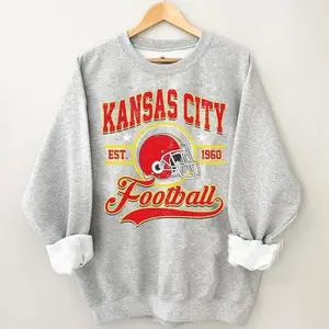 [SALE OFF TO 35%] Kansas City Football Sweatshirt, Retro KC Crewneck, Game Day Shirt, Kansas City Fan Gift, Streetwear Graphic Tee