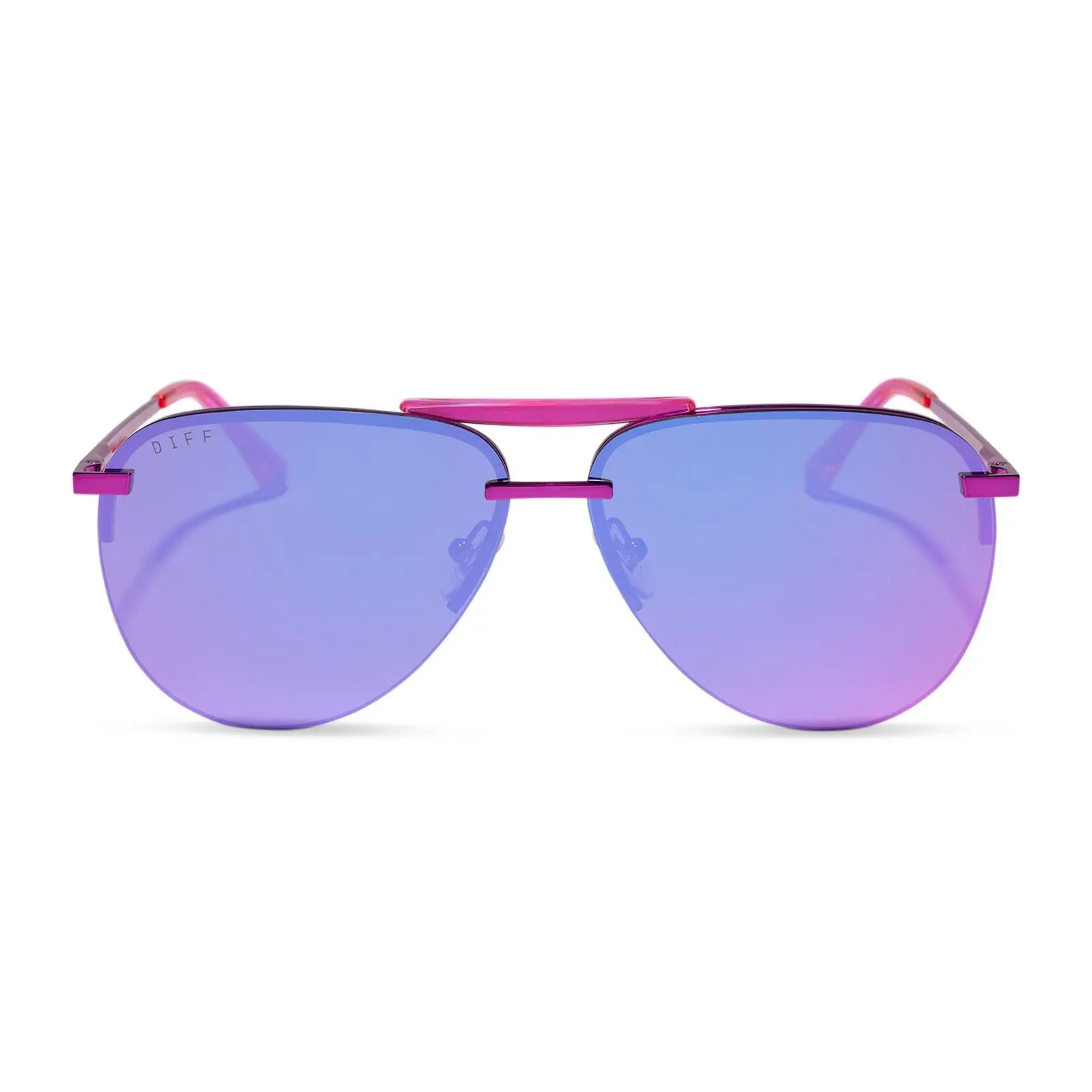 DIFF Tahoe Designer Oversized Aviator, Pink Rush Metallic + Pink Rush Mirror