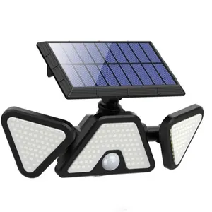 【2024 New】MOBECK 1 Pack Solar Outdoor Lights, 3 Heads Motion Sensor Outdoor Lights, 203 LED IP65 Waterproof Solar Flood Security Lights for Front Door Yard Garage