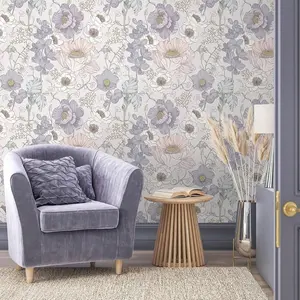 French Vintage Floral Peel & Stick Wallpaper, Removable Soft &, Mould-Proof, Renter Friendly, Living Room Decor, Wedding Gift