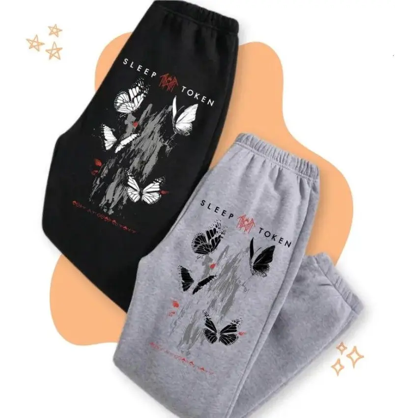 Sleep Token Butterflies Sweatpants, Rock Band Logo Sweatpants, Rock Off Unisex Cotton All Seasons Machine Washable, Gift For Her Him, Sleep Token Sweatpants, Rock Merch