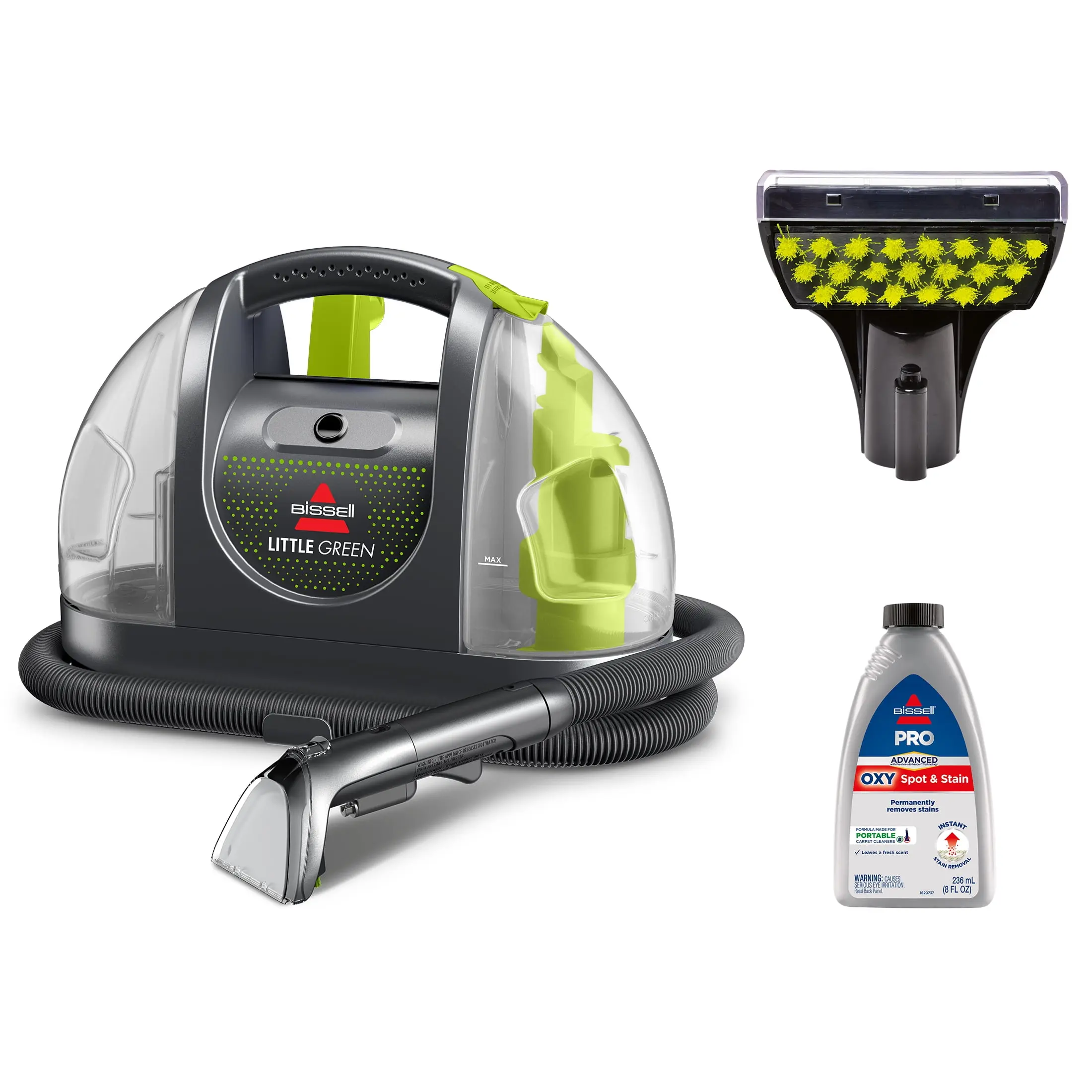 BISSELL Little Green Portable Deep Cleaner (3369) - Lightweight Cylinder Vacuum with Strong Suction, Large Tank Capacity for Carpet, Upholstery