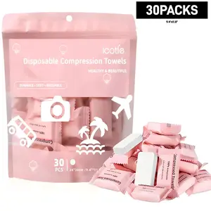 Disposable Compressed Face Towels, 30 Packs Portable Compressed Towels, Personal Face Towel for Travel Camping Hiking, Portable Coin Tissues, Soft, Absorbent Towel