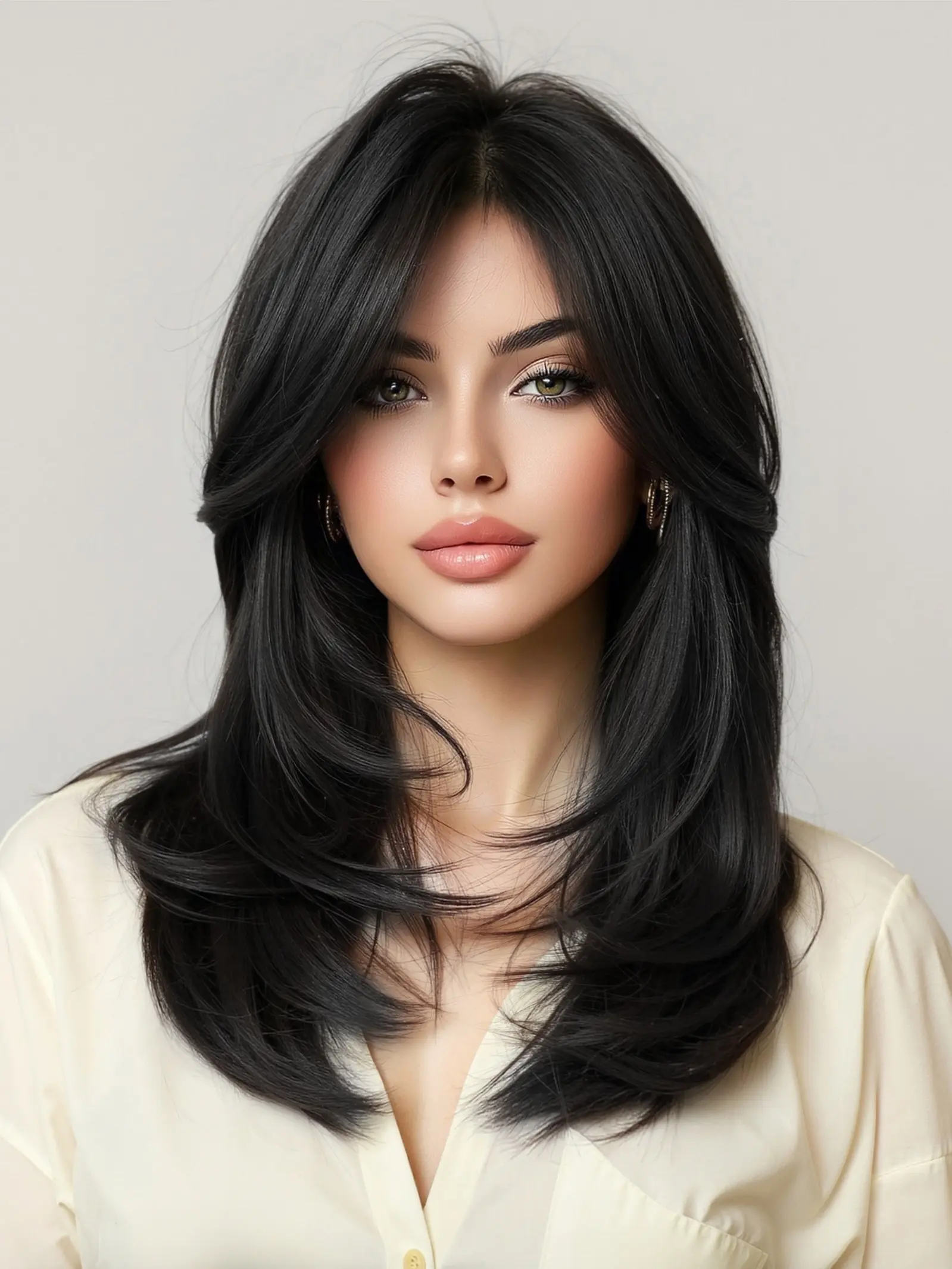 Straight Hair Wig with Bangs, Women's Shoulder Length, 16 Inches, Straight Layered Wigs, Synthetic Wig, Synthetic Fiber Wig, Natural Looking Wig, Party Wig, Perfect for Parties and Daily Wear, Synthetic Material Wigs