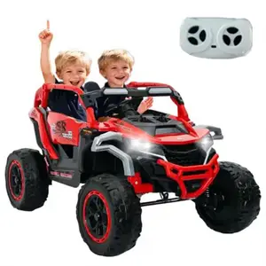 12V 2-Seater Kids UTV with Remote Control,Electric Ride On Car Truck,Power Wheels with Shock Suspension & LED Lights,Flashlights, Music Player，Outdoor Toys for Boys Girls Ages 3-6 (Red)