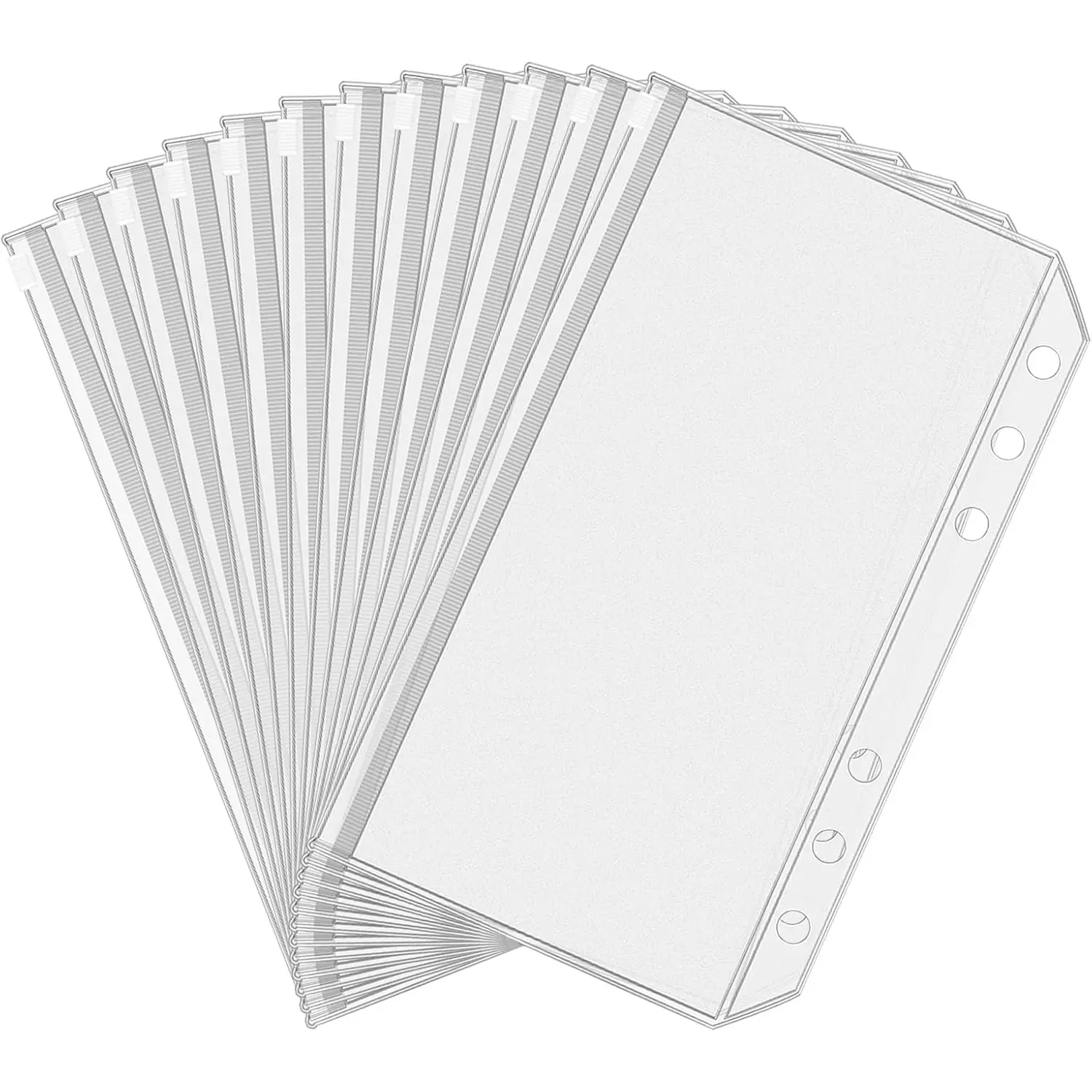 12pcs A6 Cash Envelopes for Budgeting, 6-Hole Punch for Binder, Waterproof PVC Zipper Pouch, Money & Document Organizer for Home Office Travel