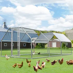 【2/3 packages arrived at different times】AECOJOY Large Metal Chicken Coop Walk-in Poultry Cage 6.5ft H with Waterproof PE Roof for Chickens Rabbits Cats Outdoor Backyard Farm Garden