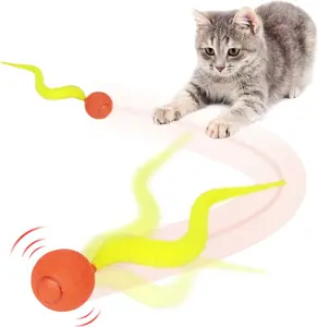 All For Paws Automatic Cat Chase Toy with Tail Modern Cat Thrill Jumping Ball Cat Toy Orange USB Rechargeable Light Up Bouncy & Rolling Interactive Fun for Cats