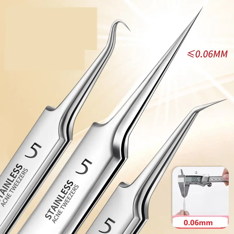 3pcs Precision Tweezers for, Effective Pimple Remover Tool Set, Gentle Skin Care Accessory for Ac, Beauty Tools, Blackhead Cleansing Tool, Pore Tweezer Tools, Pore Cleaning Removal Tweezer