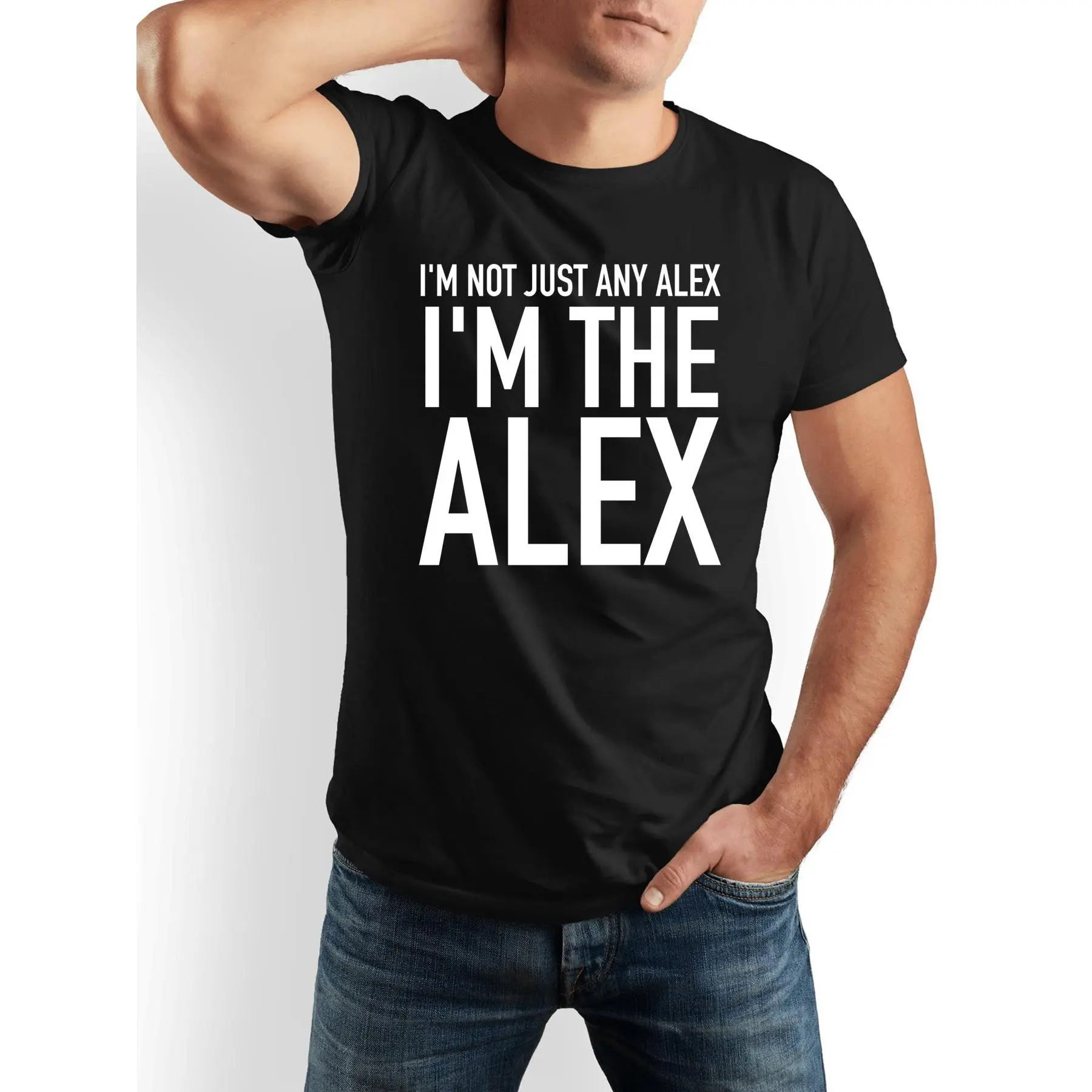 Men's 100% Cotton Funny "I'm Not Just Any Alex I'm The Alex" Round Neck Shortsleeve Tee - Black & White, Mensfashion Casual Streetwear, Perfect Gift for Dads, All-Season Comfort Outdoor Apparel