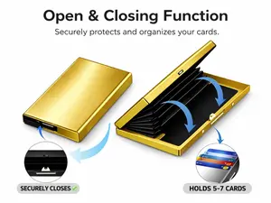 Golden Slim RFID Blocking men's Wallet Sturdy Stainless Steel Credit Card Holder Secure Front Pocket Design for Men Women