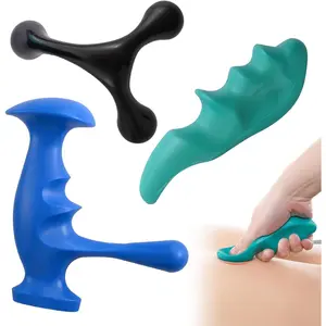 Manual Trigger Point Massage Tool and Thumb Saver for Full Body Deep Tissue Massage, Set Include 1 Green Thumb Protector Tool 1 Palm Urchin Massage Tool Hand Held 4-Legged Massage Knobs
