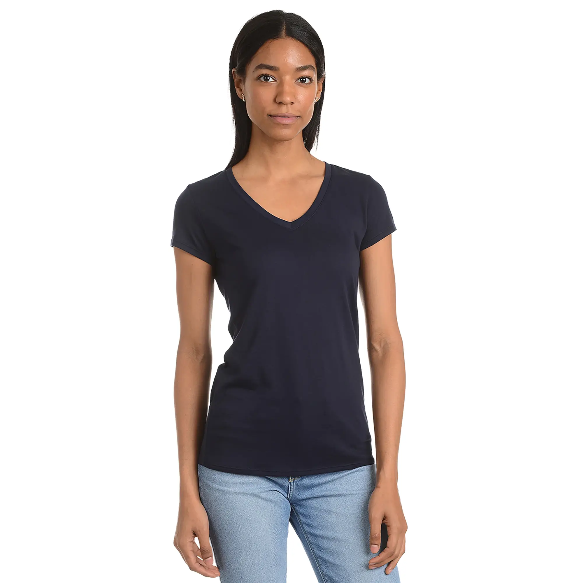 Mott & Bow 1 Pack, 3 Pack, 6 Pack, Fitted V-Neck Marcy Tee Soft and Breathable Women's Casual Short Sleeve Flattering Tailored Fit