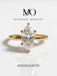1 Pc Elegant Six Prong Rings with 1.0ct Synthetic Moissanite for Women Party Copper Fine Jewelry